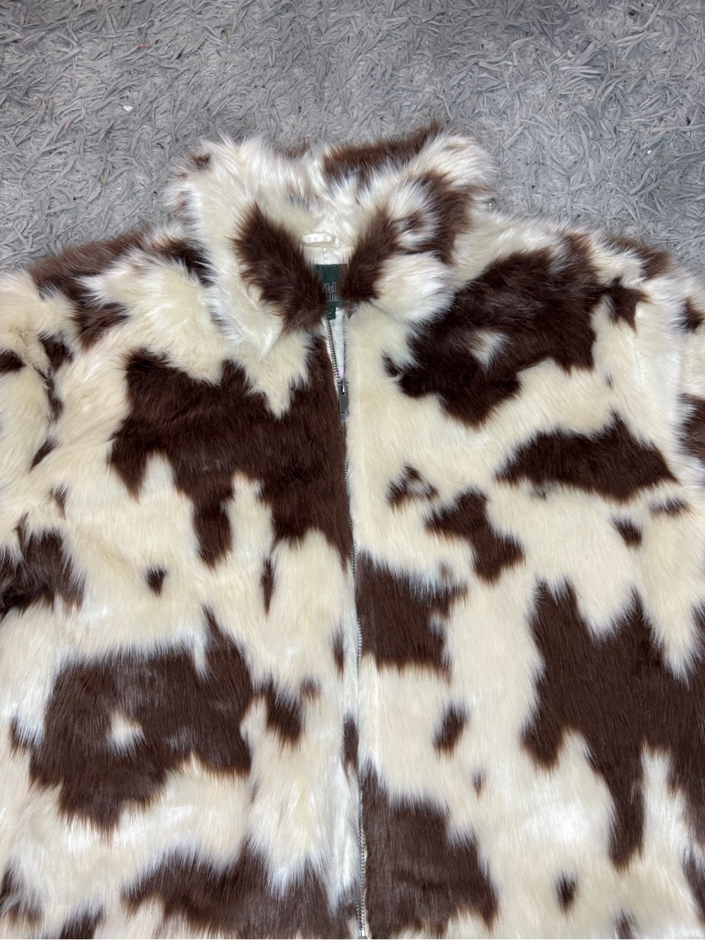 Wild Fable Women’s Faux Fur Jacket - Brown Cow Print Size Extra Large NWT - Picture 5 of 8